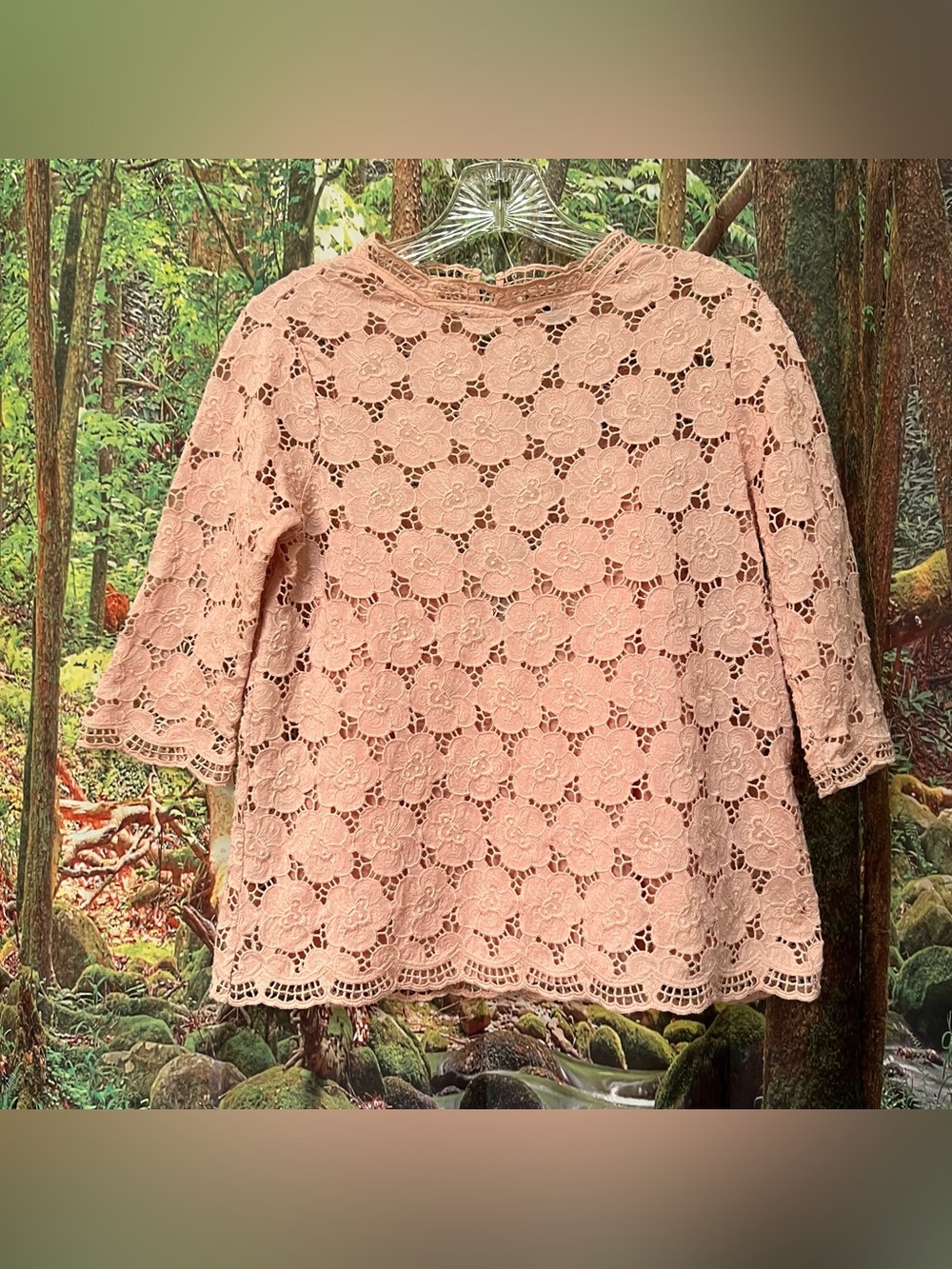 J. Crew Collection Feminine Lace Eyelet Mock Neck Blouse XXS floral
